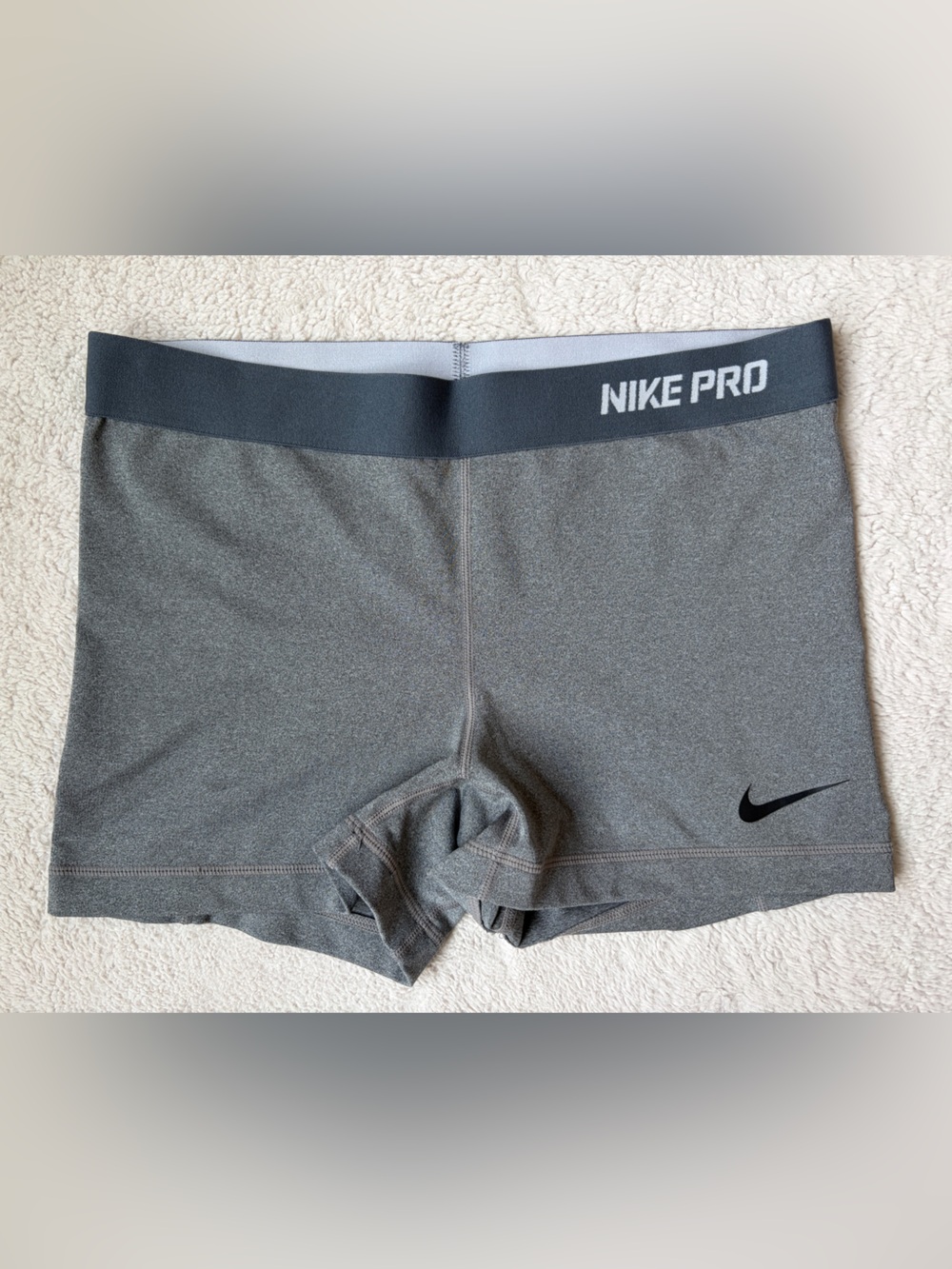 Nike Gray Pro Compression Shorts with Black Swoosh Women Size Large